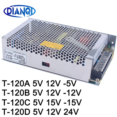 T-120C 5V 15V -15V Triple output Switching power supply T-120A 5V 12V -5V T-120B 5V 12V -12V ac dc T-120D 5V 12V 24V ► Photo 1/5