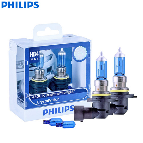 Philips Crystal Vision 9006 HB4 12V 60W P22d 9006CVSM 4300K Bright White Auto Halogen Headlight Fog Light Beam (Twin Pack) ► Photo 1/6