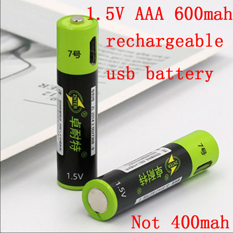 2pcs ZNTER  1.5V 600mAh USB Rechargeable usb  AAA Lipo Battery  li-polymer lithium li-ion battery 2 hours fast charge ► Photo 1/3