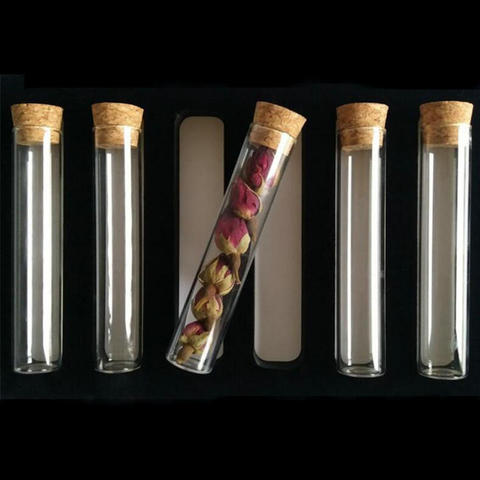 24pcs/lot 15x100mm Flat bottom Glass Test Tube with cork stoppers for kinds of TESTS ► Photo 1/2