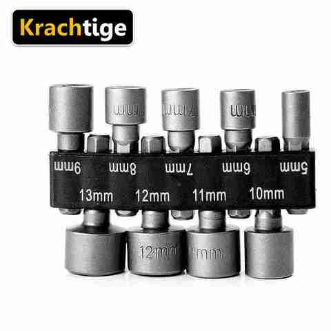 Krachtige 9Pcs Power Nut Driver Hex Shank Drill Bit Adapter Socket Wrench Screw Tool 5mm-13mm ► Photo 1/6