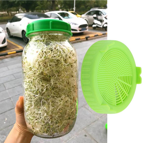 Sprouting Lid Food Grade Mesh Sprout Cover Seed Growing Germination Vegetable Silicone Sealing Ring Lid For Mason Jar ► Photo 1/6