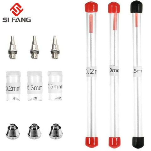 3pcs set 0.2/0.3/0.5mm Airbrush Nozzle Needle Airbrushes Spray Gun Spraying Paint Sprayer Replacement parts Tool Accessories ► Photo 1/6