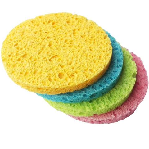 2pcs Natural Wood Pulp Sponge Cellulose Compress Cosmetic Puff Facial Washing Sponge Face Care Cleansing Makeup Remover Tools ► Photo 1/6