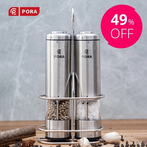 Spice Mill Electric Pepper Mill with Led Light Stainless Steel Automatic Salt and Pepper Grinder for Kitchen Tools Spice Grinder ► Photo 1/6