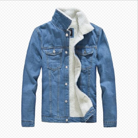 Men's light-colored cashmere winter Slim denim jacket  cultivating long-sleeved denim shirt clip gram denim coat ► Photo 1/6