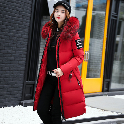 Winter Jacket Women Long Parka Fur Collar Casual Slim Woman Winter Coat 2022 Fashion Female Jacket Cotton Padded Warm Long Coat ► Photo 1/6