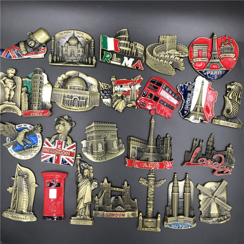 Metal 3d fridge magnets refrigerator pasted American eagle Jerusalem Israel London bus new york paris Souvenirs home decoration ► Photo 1/6