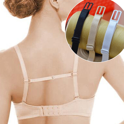 3Pairs Women Metal Buckle Bra Strap Elastic Transparent Silicone