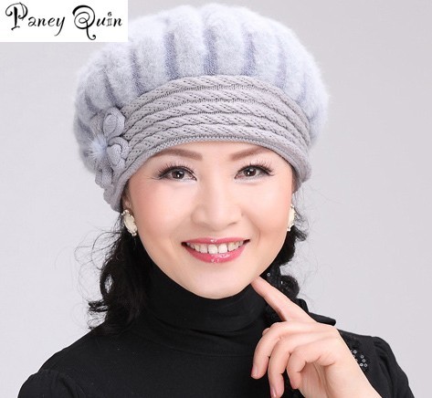 Knitted Skullies Beanies Women Winter Beanie Hat Female Warm Cap Cotton Casual Wool Solid Rabbit Beanie Hat 