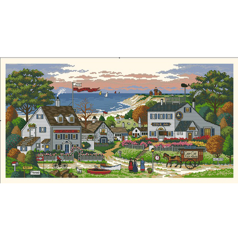 Top Quality lovely counted cross stitch kit cozy cove bay gulf seaside town home dimensions 03896 ► Photo 1/5
