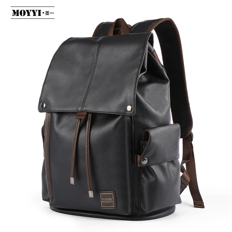 MOYYI  Famous Brand School Style Leather Backpack Bag For College Simple Design Men Waterproof  Casual Daypacks mochila 2022 ► Photo 1/6