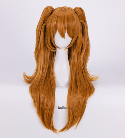 EVA Asuka Langley Soryu Cosplay Wigs Long Orange With 2 Ponytail Clips Heat Resistant Synthetic Hair Wig + Wig Cap ► Photo 1/5