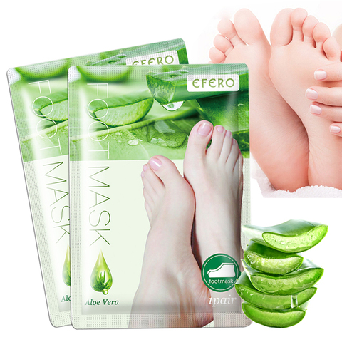 efero 2Pcs=1Pair Aloe Peeling Foot Mask for Legs Feet Mask Exfoliating Socks for Pedicure Anti Crack Heel Remove Skin Foot Patch ► Photo 1/6