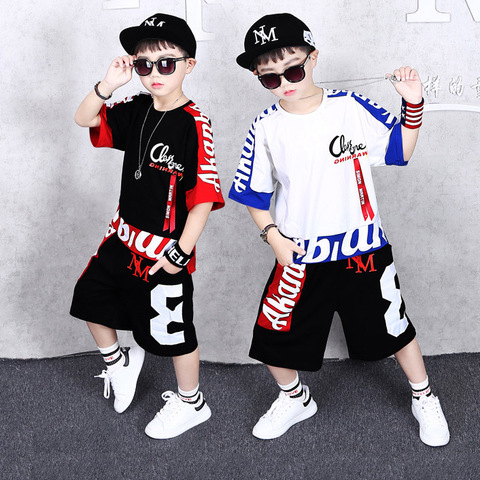 2 Pieces Tracksuit Size 4 6 8 10 12 14 Years Summer Boys Girls Cotton Clothing Sets Kids Teenager Cotton T-shirt Shorts Outfits ► Photo 1/6