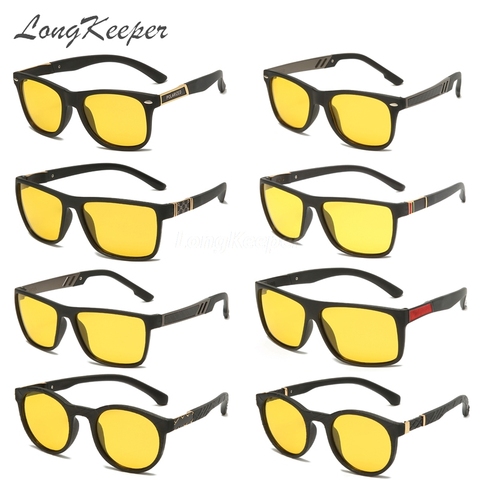LongKeeper 2022 Night Vision Sunglasses Men Polarized Yellow Lens Drivers Goggle TR90 Frame Anti-Glare Women Driving Okulary ► Photo 1/6