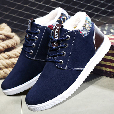 2022 Winter Warm Ankle Boots Men Casual Shoes Cotton Plush Snow Boots New Arrival man Lace Up boots ► Photo 1/6