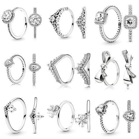 CUTEECO Hot Sale Charm Fashion Crown Princess Wish Bone Finger Rings Bow-knot Statement Ring for Women Wedding Jewelry Wholesale ► Photo 1/6