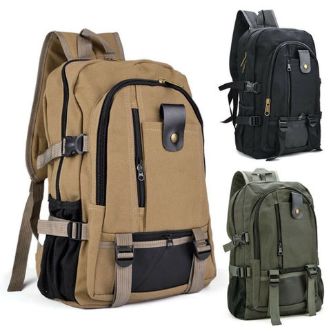 2022 Newest Hot Men Vintage Zippers Canvas Backpack Satchel Rucksack School Bag Sports Travel Camping Hiking Bag Large Capacity ► Photo 1/6