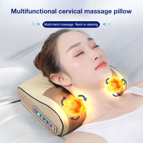 Infrared Heating Neck Shoulder Back Body Electric Massage Pillow Shiatsu Massager Device Cervical Healthy Massageador Relaxation ► Photo 1/6