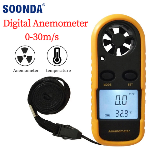 Mini Digital Anemometer LCD Handheld Air Flow Tester Wind Speed Meter Air Anemometer Measuring Wind Speed Temperature Gauge ► Photo 1/6