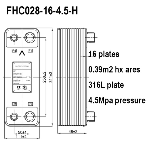 16 Plates 0.39m2 Brazed Plate Heat Exchanger for Water Heating ► Photo 1/2