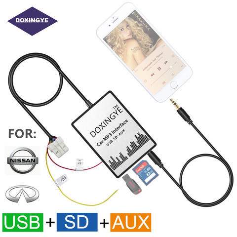 DOXINGYE USB SD AUX Car MP3 Music Adapter CD Changer Audio Adapte For Nissan Almera Maxima Teana Infiniti FX\EX 4+8PIN Interface ► Photo 1/6