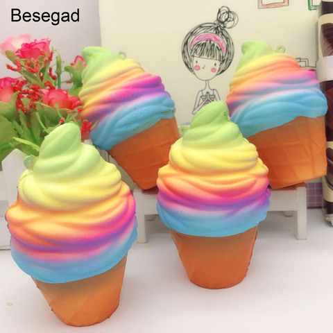 Besegad Jumbo Big Cute Kawaii Ice Cream Cone Food Squishy Squishi Slow Rising Toy for Adults Relieves Stress Anxiety Props ► Photo 1/1