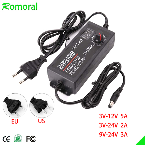 Adjustable AC to DC 3V-12V 3V-24V 9V-24V Universal adapter with display screen voltage Regulated power supply adatpor ► Photo 1/6