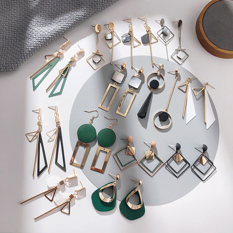 24 Style Geometric Women Earrings Korean Fashion Vintage Metal Acrylic Dangle Hanging Earring Brincos Wedding Simple Accessories ► Photo 1/6