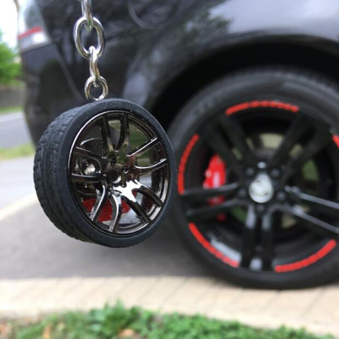 Hot RIM Car wheel Turbo keychain key ring with Brake discs Car Tire Wheel Keychain Auto Car Key Chain Keyring For BMW Audi ► Photo 1/6