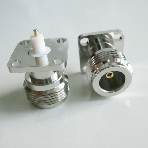 1 Pcs Connector N Female With 4 Hole Flange Panel Chassis Mount deck PTFE Solder 17.5 X 17.5 mm RF Coax Adapters ► Photo 1/6