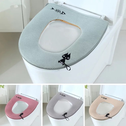 Winter Universal Toilet Seat Cover Warm Soft  Plush Zipper WC Mat Toliet Mat Toilet Seat Cover Home Decoration Accessories ► Photo 1/6