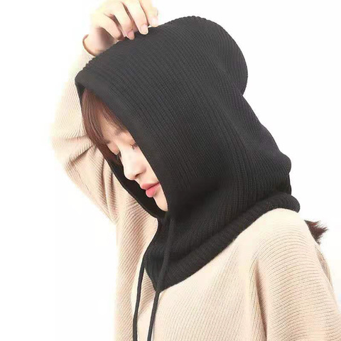 Women Winter Beanie Hat Cashmere Female Knitted Hooded Scarf Balaclava for Women Windproof Warm Wool Cap ► Photo 1/6