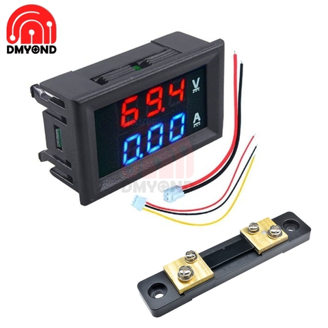 Mini Digital LED Display DC 100V 10A Voltmeter Car Ammeter Ampermeter Panel Amp Current Voltage Meter Tester and 50A 75mV Shunt ► Photo 1/6
