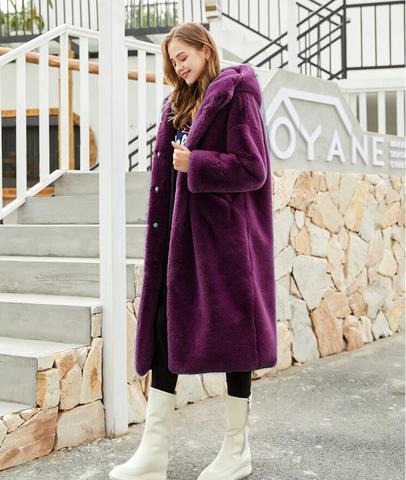 Oversized Winter Warm hooded Jacket women Thicken Long Coat Solid color Faux Fur Coat Women Casual Women Fur Faux Jacket Outwear ► Photo 1/6