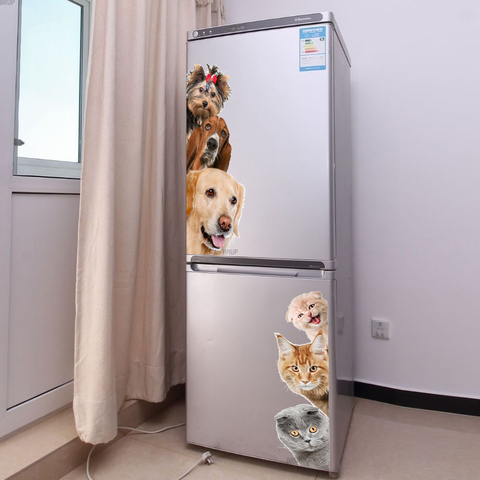 Dogs Cats 3D Wall Sticker Funny Door Window Wardrobe Fridge Decorations for Kids Room Home Decor Cartoon Animal Art Vinyl Decal ► Photo 1/6