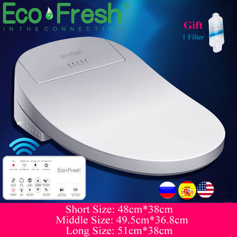 Ecofresh Intelligent Toilet Seat Electric Bidet Cover Smart Bidet heated toilet seat Led Light Wc smart toilet seat lid ► Photo 1/6