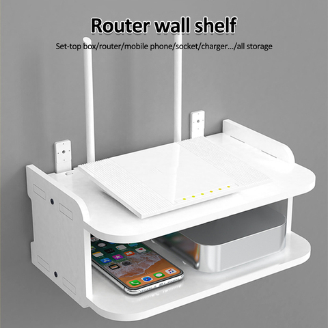 Wall Mount Storage TV Box Router Shelf Set-Top Box Bracket Holder Mini PC DVD Player Stand Rack Aluminum 2/3 Layer Space ► Photo 1/6