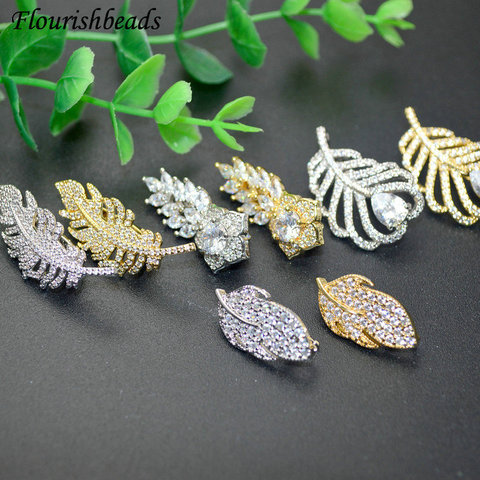 Various Shape Leaf Clasp & Hooks Fasteners Pave Zircon Beads for DIY Jewelry Makings Necklace Bracelet Chain Accessory Supplies ► Photo 1/6