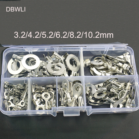 150PCS/set Non-insulated Ring Cable Lugs Terminals Naked Connector Ring terminator 3.2-6.2mm Wire Connectors Brass Terminals Kit ► Photo 1/5