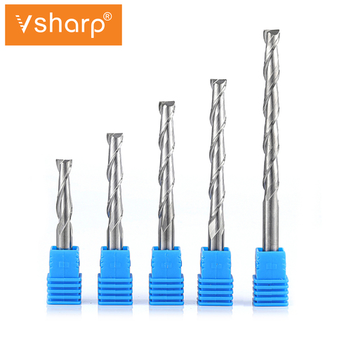 Vsharp CNC Engraving Router Bit Flat Nose End Mill 2 Two Flutes Spiral Upcut Milling Cutter Tool Carbide Bits for Wood MDF PVC ► Photo 1/6