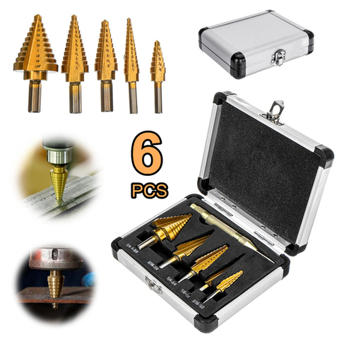 Titanium Drill Bit Set Steel Step Drill Bit Cone Multiple Hole 50 Sizes HSS Drill Bit Set Center Punch for Accurate Locator ► Photo 1/6