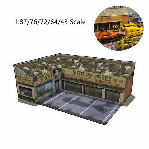 1:87/76/72/64/43 Scale Handmade Perez Cars Service Station Model Train Shop Sand Table Model ► Photo 1/1