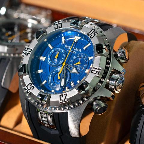 Reef Tiger/RT Casual Sport Watches Chronograph and Date Big Dial Super Luminous Steel Sport Watch for Men RGA303 ► Photo 1/6