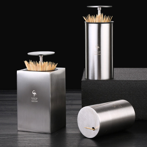 Push-type Stainless Steel Toothpick Holder Automatically Pops Up Household Portable Toothpick Box Cotton Swab Storage Box ► Photo 1/6