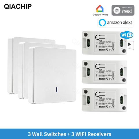 QIACHIP 433Mhz Universal Wifi Intelligent Automation Module Wireless Remote Control Wall Switch Domotica Light Smart Home DIY ► Photo 1/6