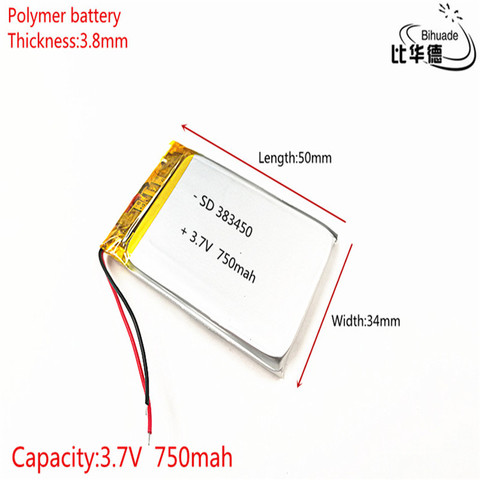 Free shipping 1pcs/lot 383450 3.7V 750 mah Lithium polymer battery With Protection Board For GPS ► Photo 1/3