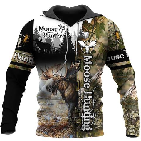 Moose Hunting Camo 3D Print Hoodies men/women Harajuku Fashion Hooded Sweatshirt Autumn Hoody Casual streetwear hoodie SL-074 ► Photo 1/6