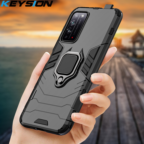 KEYSION Shockproof Armor Case for Honor X10 5G 30 Pro+ Plus 30s 9C 9S 9A Ring Stand Phone Back Cover for Huawei Y5P Y6P Y7P Y8P ► Photo 1/6